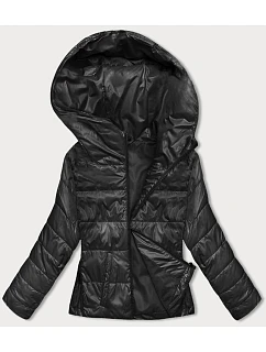 Krátká černá dámská bunda s kapucí model 18841706 - S'WEST