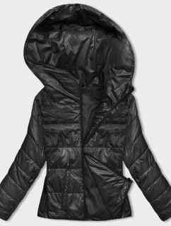 Krátká černá dámská bunda s kapucí model 18841706 - S'WEST