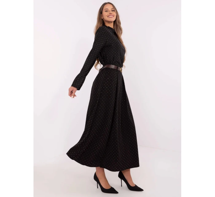 Elegantná maxi sukňa s ozdobným lemom čierna (19720)