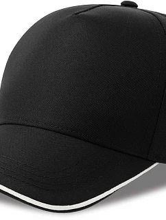 Atlantis Headwear Recy Five Piping – 5-panelová sendvičová čiapka 33.0282 čierna/biela