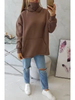 Zateplená mikina se zipem na zádech mocca