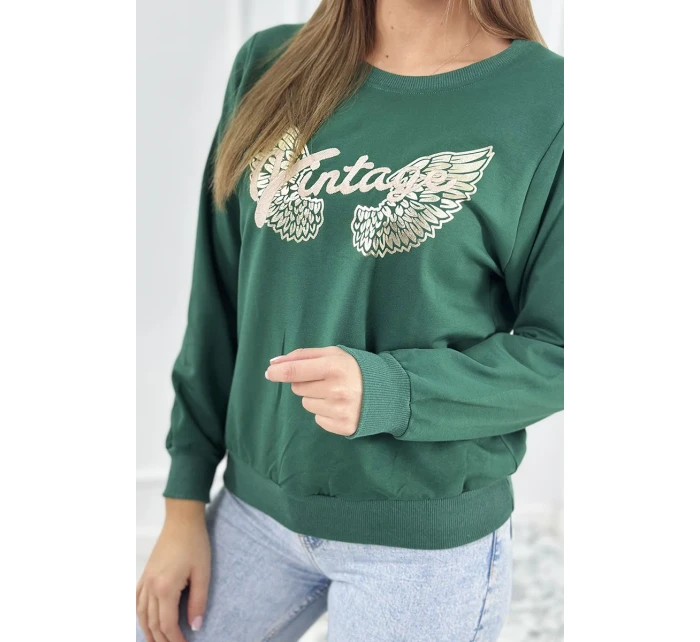 Mikina s potlačou tmavozelená