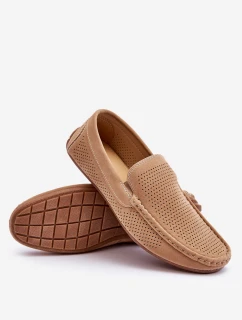 Męskie Klasyczne Zamszowe Mokasyny Beżowe Felixo