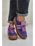 Zazoo N1068S4 Damskie Zamszowe Sneakersy Na Platformie Ciemnofioletowe
