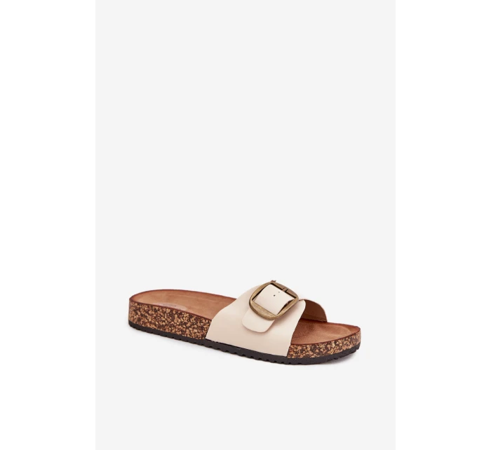 Dámské sandály na korkové platformě s přezkou béžové model 21704200 - Boto Dámské sandály na korkové platformě s přezkou béžové model 21704200 - Boto