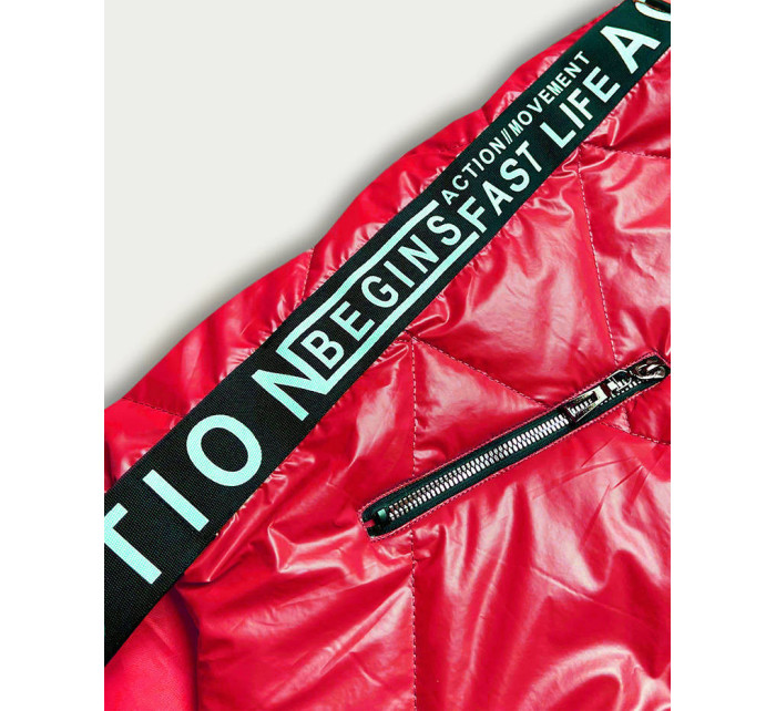 Červená dámská vesta s ozdobnými páskami (B8096-4)