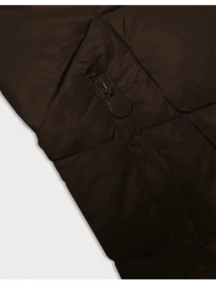Tmavě hnědá dámská zimní bunda s kapucí model 21247165 - Z-DESIGN Tmavě hnědá dámská zimní bunda s kapucí model 21247165 - Z-DESIGN