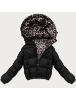 Černá oboustranná dámská krátká bunda s panteřím vzorem model 21308836 - MINORITY