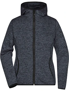 JN Dámská pletená fleecová bunda s kapucí 02.0 dark melange/black model 22487213 - Daiber