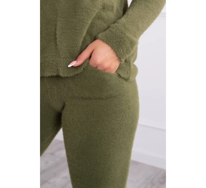 Dvojdielny sveterový set z alpaky vo farbe khaki