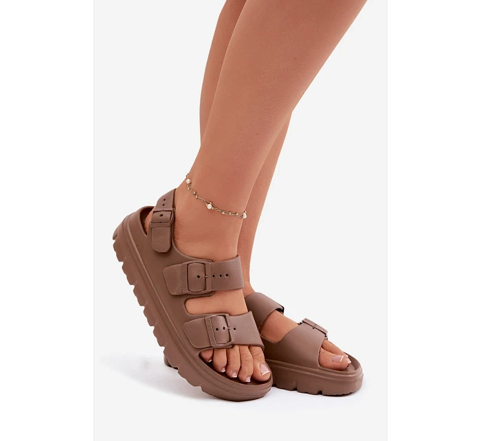 Dámské pěnové sandály na platformě Big Star TT274A035 hnědé