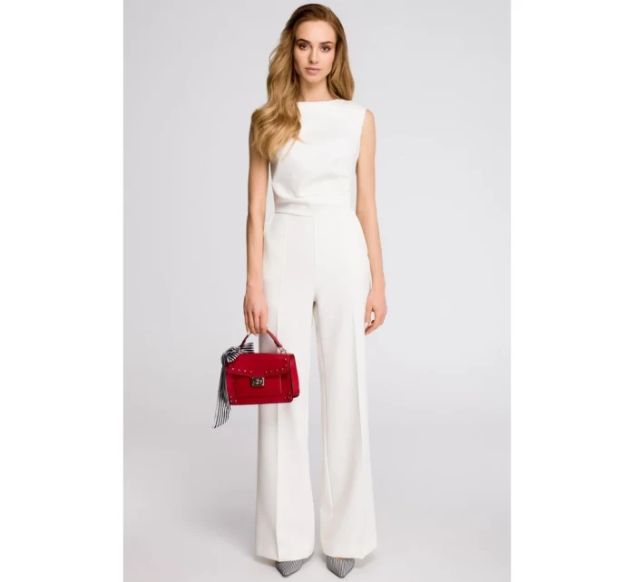 S115 Overal so širokými nohavicami - ecru S115 Overal so širokými nohavicami - ecru