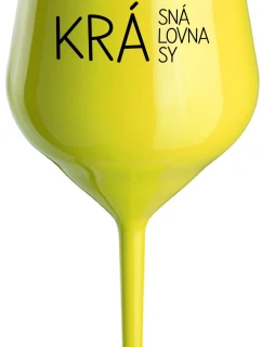 KRÁSNÁ KRÁLOVNA KRÁSY - žlutá nerozbitná sklenice na víno 470 ml