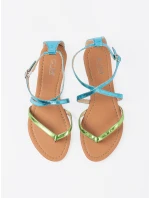 Pohodlné dámske sandále zelené bez podpätku Pohodlné dámske sandále zelené bez podpätku