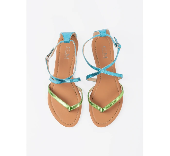 Pohodlné dámske sandále zelené bez podpätku Pohodlné dámske sandále zelené bez podpätku