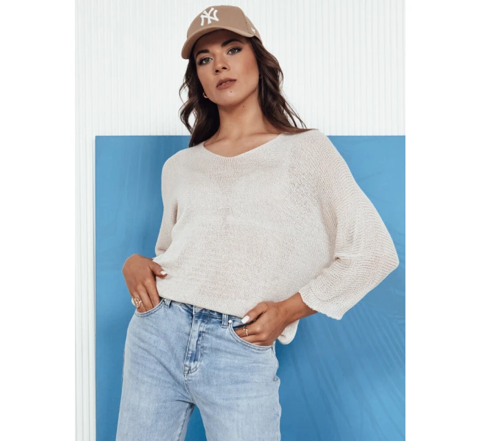 Dámský prolamovaný svetr beige Dstreet model 21976230 - FashionStreet