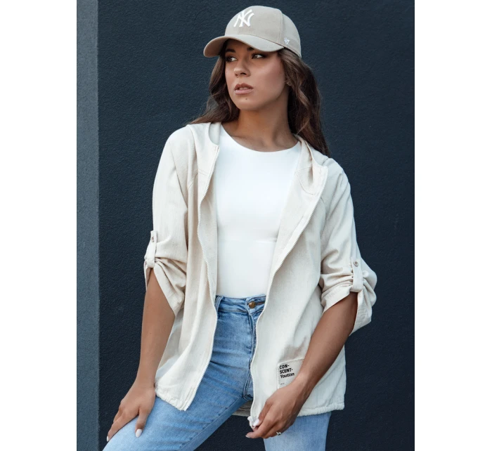 Dámská přechodná bunda s kapucí light beige Dstreet model 21979615 - FashionStreet Dámská přechodná bunda s kapucí light beige Dstreet model 21979615 - FashionStreet