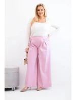 Dámské kalhoty Plus Size s širokými nohavicemi a model 21911610 jasně fialové - K-Fashion