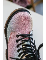 Dziecięce Brokatowe Botki Ocieplane z Suwakiem Multikolor Saussa Dziecięce Brokatowe Botki Ocieplane z Suwakiem Multikolor Saussa