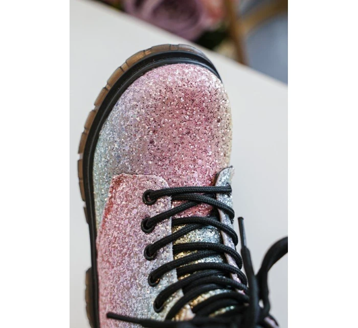 Dziecięce Brokatowe Botki Ocieplane z Suwakiem Multikolor Saussa Dziecięce Brokatowe Botki Ocieplane z Suwakiem Multikolor Saussa