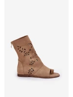 Zazoo 3437 Damskie Zamszowe Sandały Z Cholewką Na Zamek Beżowe Zazoo 3437 Damskie Zamszowe Sandały Z Cholewką Na Zamek Beżowe