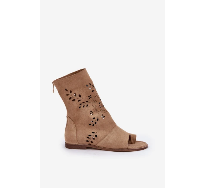 Zazoo 3437 Damskie Zamszowe Sandały Z Cholewką Na Zamek Beżowe Zazoo 3437 Damskie Zamszowe Sandały Z Cholewką Na Zamek Beżowe