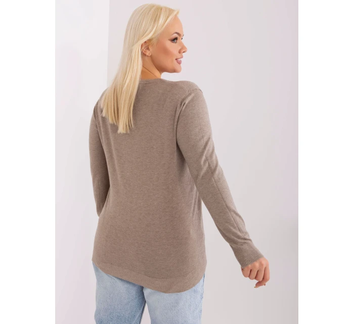 Sweter PM SW PM model 19319019 ciemny bezowy - FPrice Sweter PM SW PM model 19319019 ciemny bezowy - FPrice