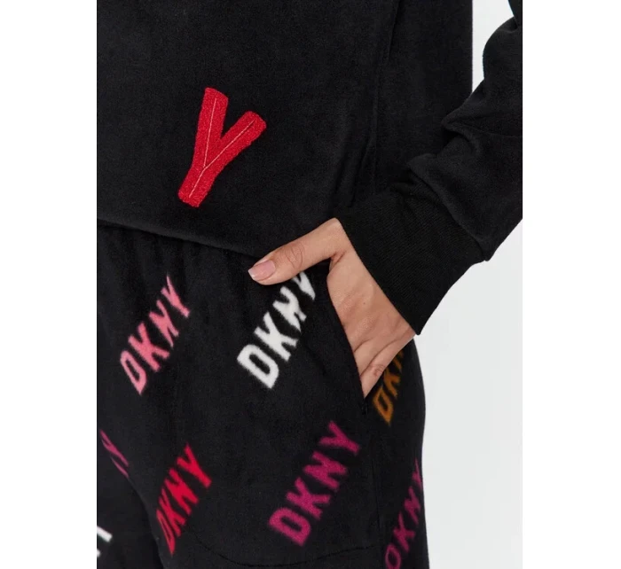 Dámske pyžamo YI2822686F čierne so vzorom - DKNY Dámske pyžamo YI2822686F čierne so vzorom - DKNY