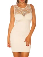 Dámske sexy mini šaty 0000STYLE7 Light beige - KouCla Dámske sexy mini šaty 0000STYLE7 Light beige - KouCla