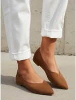 Dámske semišové špicaté baleríny hnedé FashionStreet ZY1349