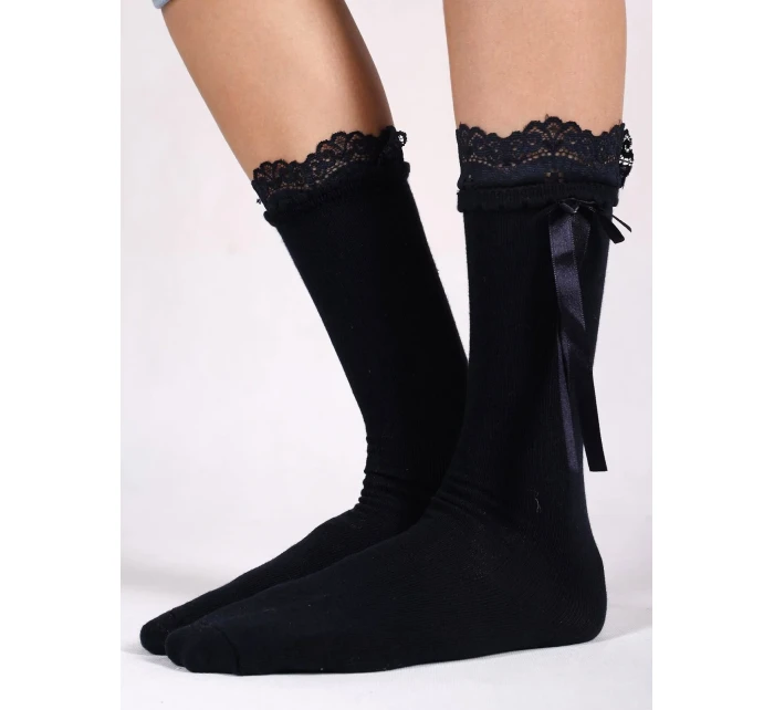 YOCLUB SKA-0163G Dievčenské podkolienky s mašľou 31-34