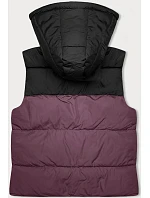 Dámska krátka vesta s kapucňou j.style purple-black (16M9112-53) Dámska krátka vesta s kapucňou j.style purple-black (16M9112-53)