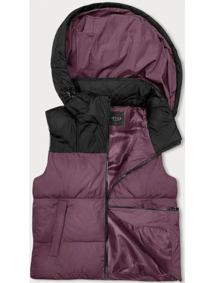 Dámska krátka vesta s kapucňou j.style purple-black (16M9112-53)