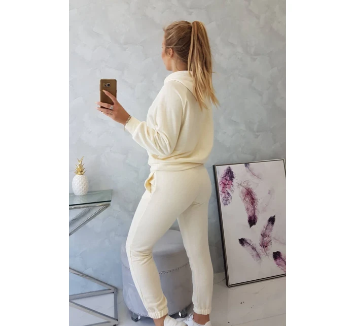 Tepláková souprava s kapucí ecru