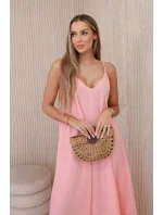 Mušelínové šaty bez ramienok marhuľová