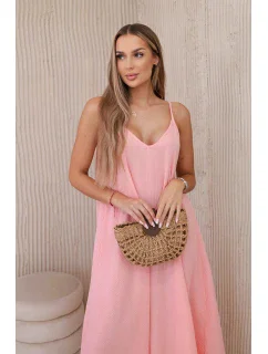 Mušelínové šaty bez ramienok marhuľová