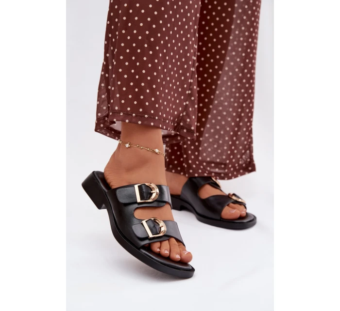 Dámské pantofle se zlatými sponami Černé Danelle