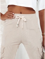 Dámske pruhované nohavice CHICCORD beige FashionStreet UY2174 Dámske pruhované nohavice CHICCORD beige FashionStreet UY2174