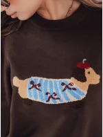 Dámský svetr s aplikací  hnědý Dstreet model 21991047 - FashionStreet