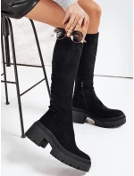 Dámské semišové kozačky s podrážkou černé Dstreet model 21993486 - FashionStreet