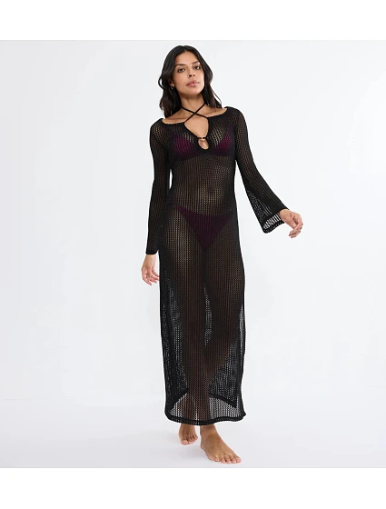 BEACH MYWEAR – Háčkované maxi šaty so šnurovaním a zlatou korálkou Triumph BEACH MYWEAR – Háčkované maxi šaty so šnurovaním a zlatou korálkou Triumph