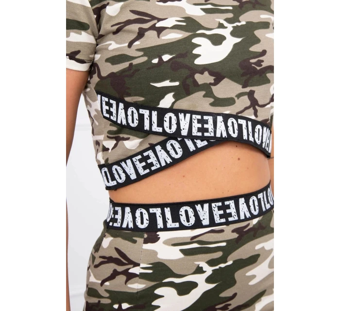 Súprava blúzky a sukne moro khaki+ecru Súprava blúzky a sukne moro khaki+ecru