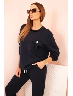 Komplet dámský máslový mikina a kalhoty s gumou model 21310124 - K-Fashion