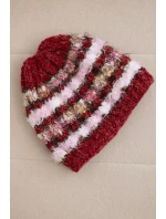 Dámska zimná čiapka s farebnou priadzou a elastickou šnúrkou K352 bordová