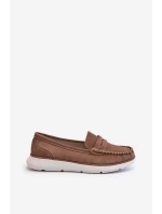 Sametové mokasíny na platformě hnědé model 21655649 - SERGIO LEONE