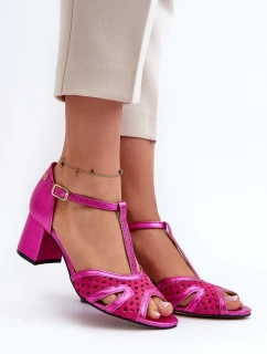 Dámské kožené sandály na podpatku model 21662564 - Maciejka