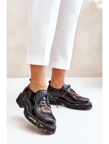 Lakierowane Półbuty Damskie Sznurowane Artiker 55C0499 Czarne Lakierowane Półbuty Damskie Sznurowane Artiker 55C0499 Czarne