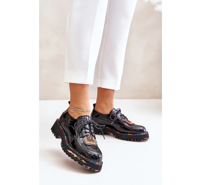 Lakierowane Półbuty Damskie Sznurowane Artiker 55C0499 Czarne Lakierowane Półbuty Damskie Sznurowane Artiker 55C0499 Czarne