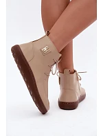 Dámské kožené barefoot polobotky s izolací model 22366434 béžové - Zazoo Dámské kožené barefoot polobotky s izolací model 22366434 béžové - Zazoo