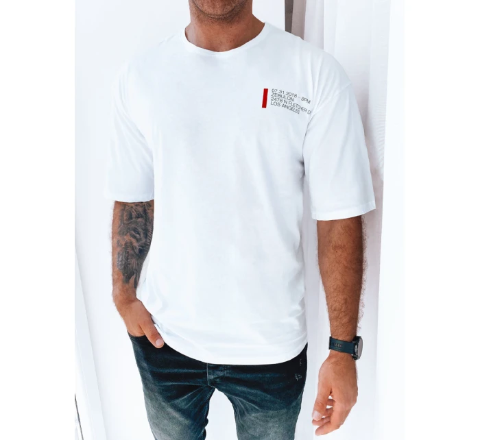 Pánske biele tričko s potlačou FashionStreet RX5302